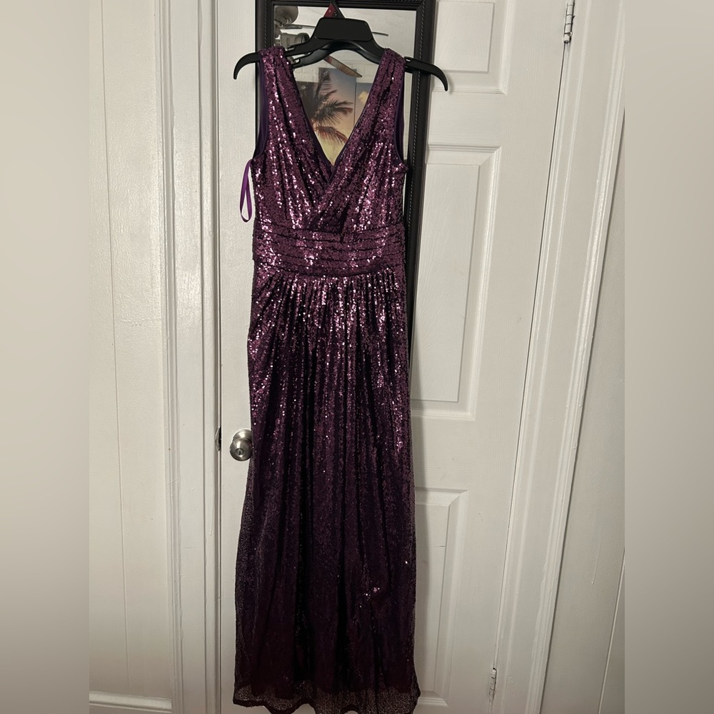 Kate kasin Elegant Purple Sequin Evening Gown